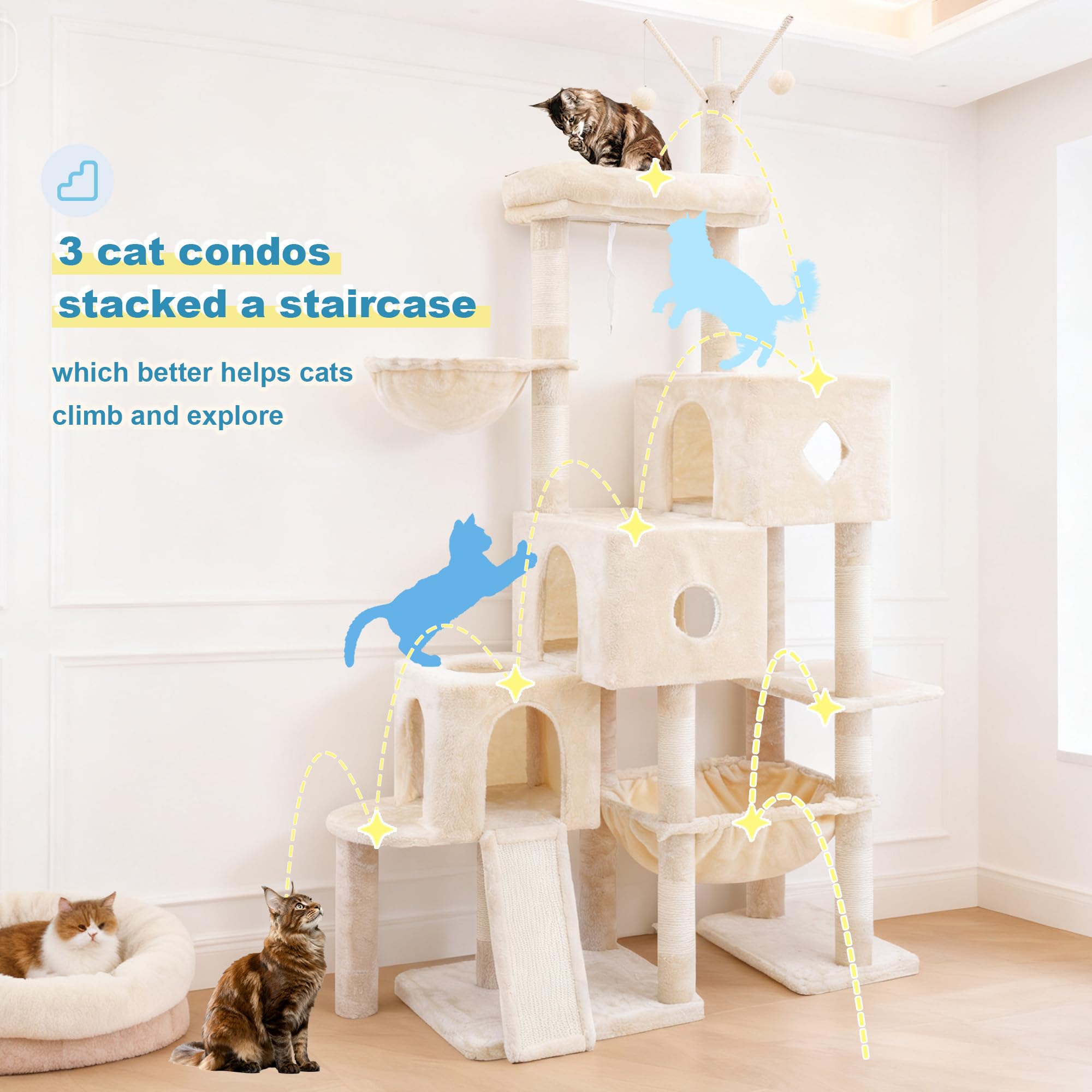Amazon.com : Hey-brother Cat Tree Tower, Scratching Posts with 3